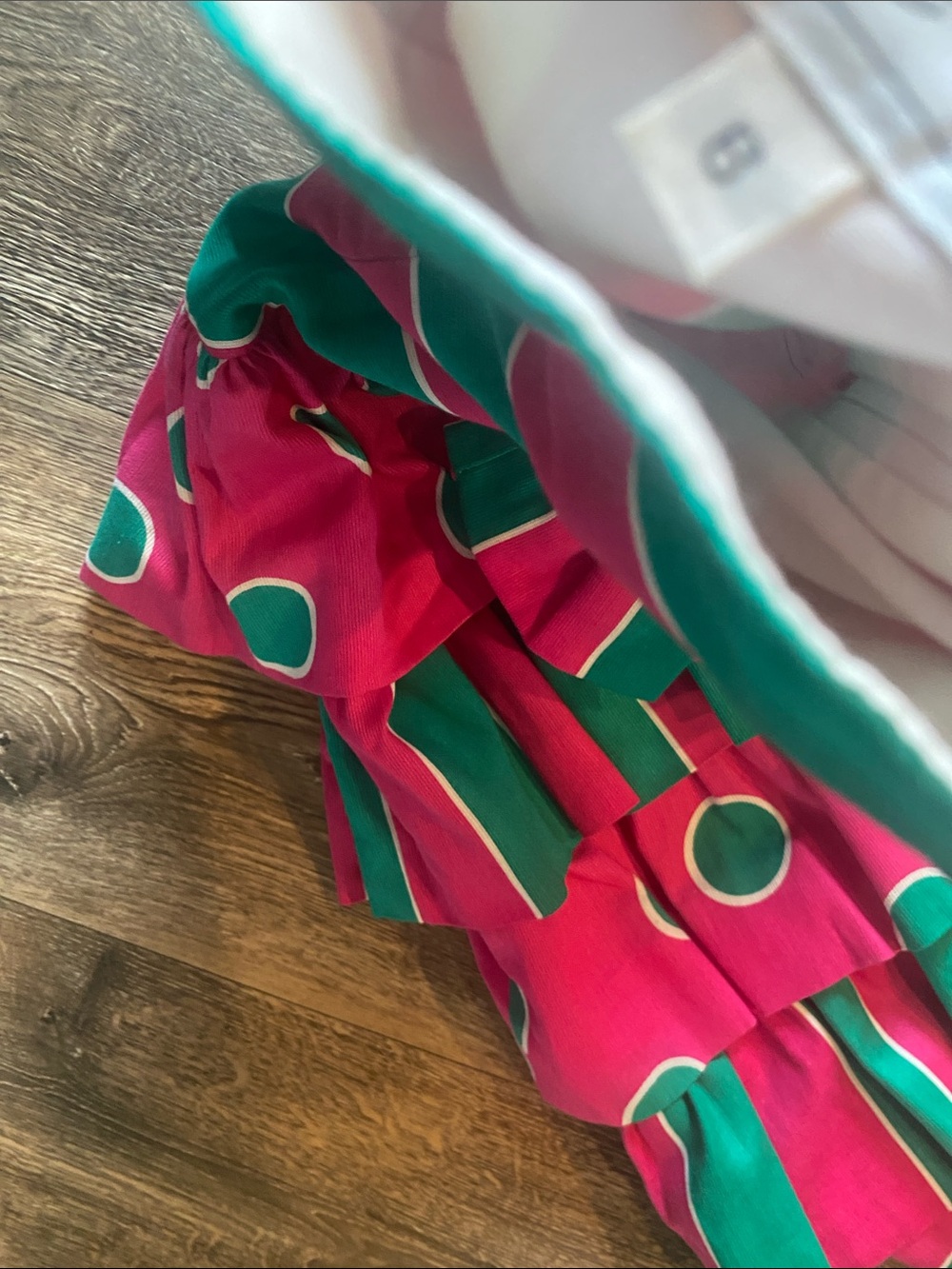 Strapless Pink & Teal Tiered Ruffle Dress - Picture 3 of 16